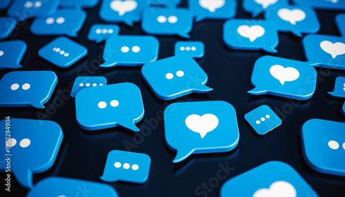 blue speech bubble icons on...