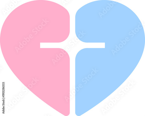 Heart Cross Flat Icon