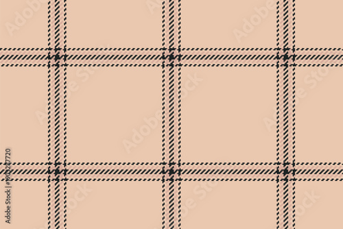Cute fabric texture vector, funky plaid pattern tartan. Dining background seamless check textile in light and black colors.