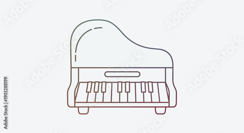 A minimalist line art illustration of a grand piano perfect for music-themed designs
