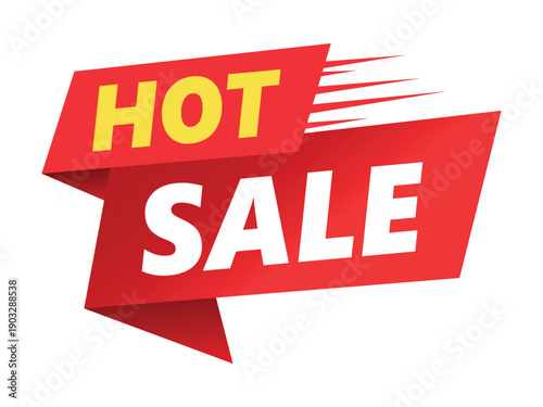 Red and yellow hot sale banner with speed lines for retail promotion