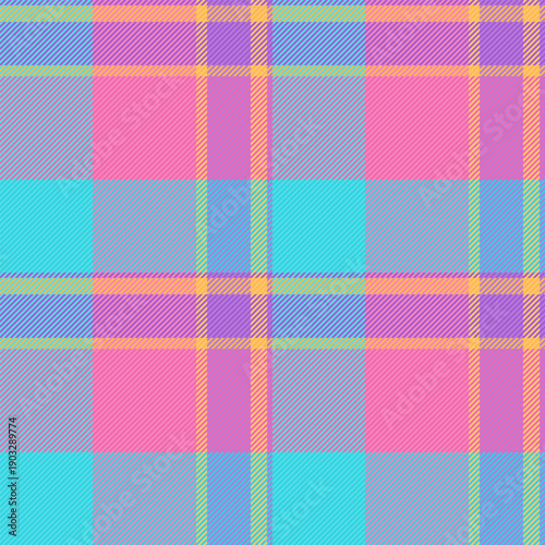 Collection vector textile fabric, buffalo tartan seamless background. Internet plaid texture pattern check in pink and cyan colors.