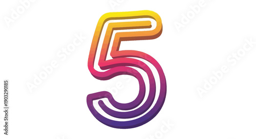 Vibrant Number Five with Modern Gradient Design and 3D Effect for Counting or Milestones