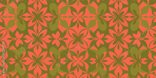 A vibrant floral pattern featuring stylized flowers in repeating design on a decorative background