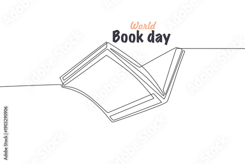 World book day concept one-line drawing