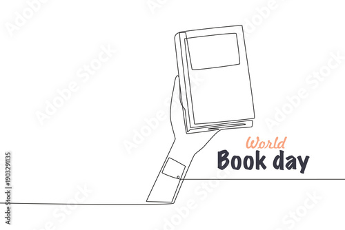 World book day concept one-line drawing