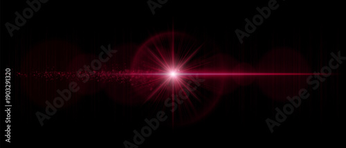 Optical lens flare with bright central light, soft reflections, and glowing dust particles. Perfect for overlays, sci-fi effects, and luminous digital visuals.