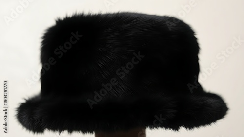 karakul. A black karakul fur hat with a silky sheen, elegantly displayed. lifestyle magazines, social media lookbooks, designed for influencer and brand collaborations, strengthens branding.