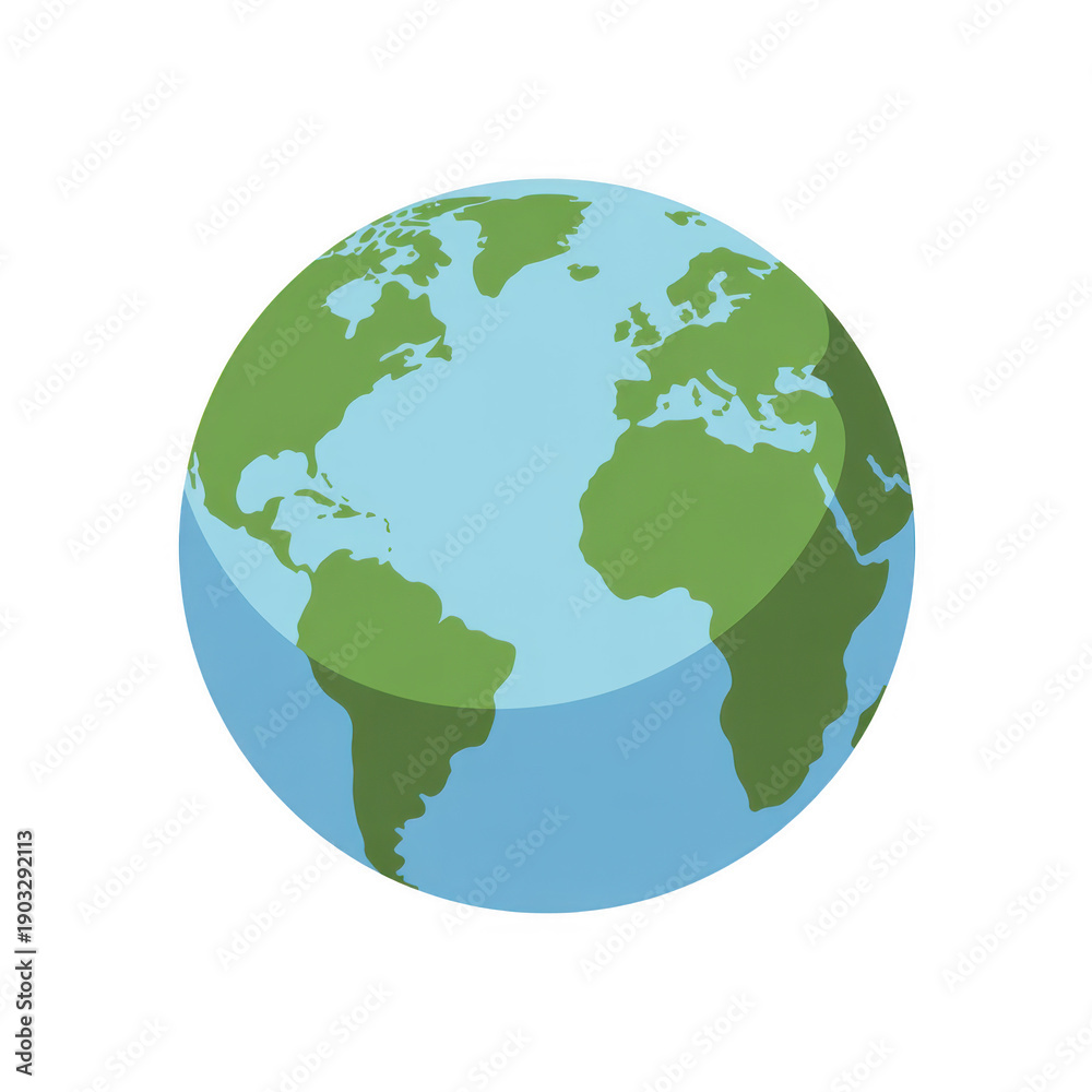 Fototapeta premium Green and blue of the Earth globe planet isolated on a transparent background