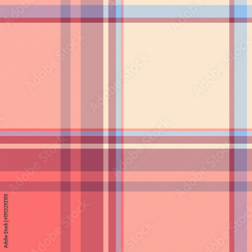 Oilcloth pattern plaid seamless, package textile vector check. Purchase tartan fabric background texture in red and bisque colors.