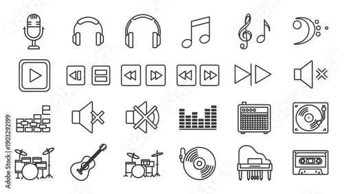 Music icons and symbols collection.