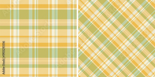 Plaid pattern fabric of tartan check texture with a textile background seamless vector. Set in happy colors. Trousers for women.