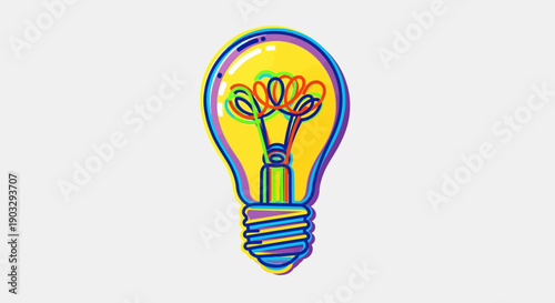 A vibrant and dynamic light bulb icon representing creativity innovation and bright new ideas with