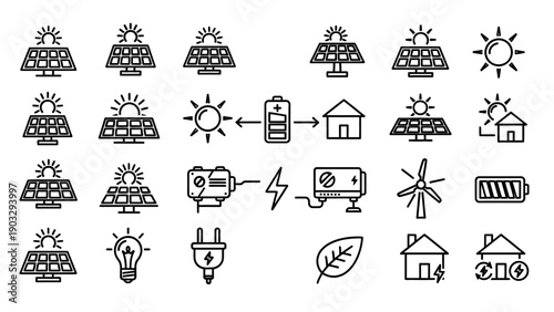 Renewable Energy Icons Set Simple Illustration.