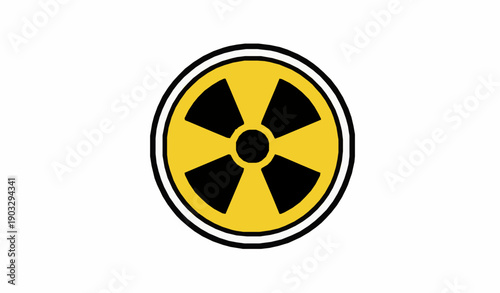 Radiation Warning Sign Flat Vector Symbol Isolated on White