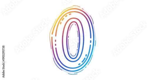 Abstract gradient zero digit vector illustration a creative colorful number design element