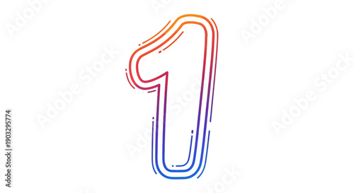 Vibrant and dynamic stylized number one illustration with a modern gradient linear design
