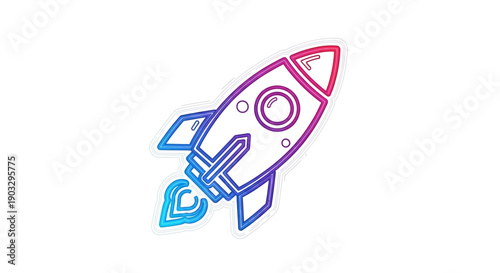 Vibrant neon gradient rocket launching into space symbolizing progress innovation and fast growth