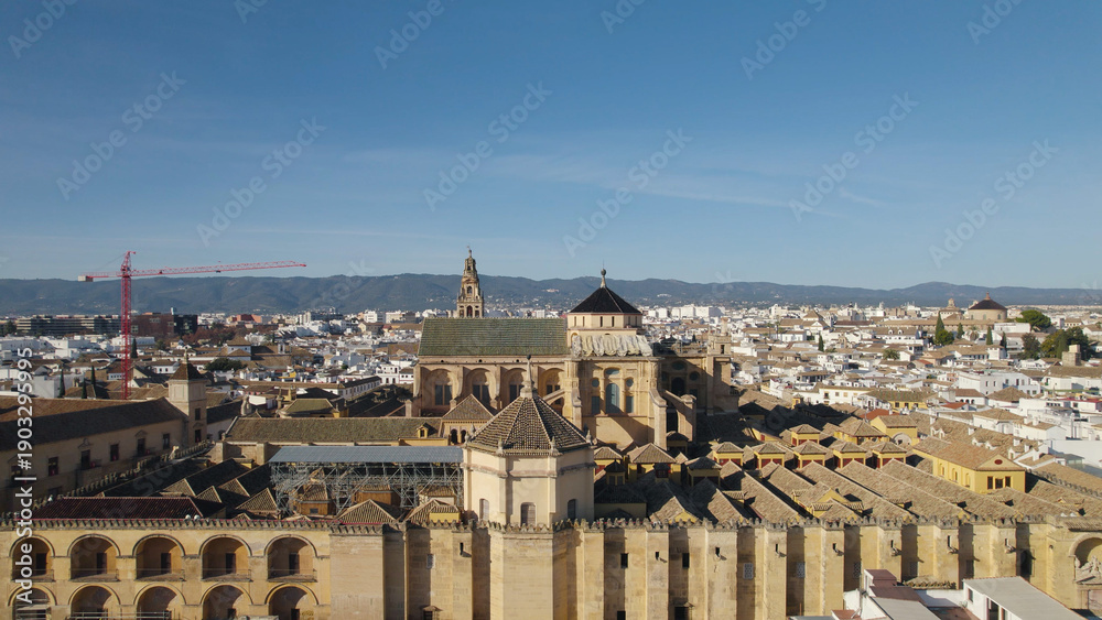 Fototapeta premium Stunning Aerial Drone View of Mezquita-Cathedral of Cordoba, Spain