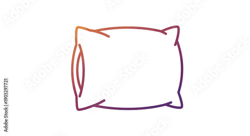 Stylized Gradient Outline Pillow Icon Representing Rest, Relaxation, and Comfortable Sleep for Home