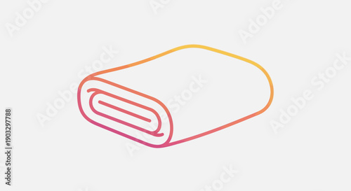 Gradient line art icon of a neatly folded textile or towel, perfect for modern digital design
