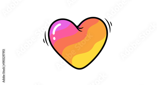 Colorful animated heart icon for social media likes and digital affection on a white background