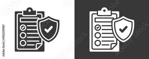 Policy Icon Set Vector Collection Isolated In Black And White