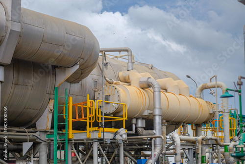 Fotografie Demineralized water tank and multi effect desalination plant (MED) at industrial power plant