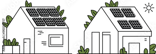 Eco-friendly solar houses, green energy buildings, solar power homes, rooftop solar panels, clean electricity, modern sustainable homes, renewable energy solution, smart design
