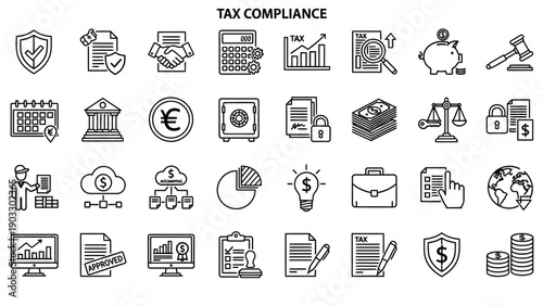 Tax Compliance Business Finance Icons.