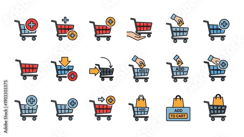 Shopping carts with various items.