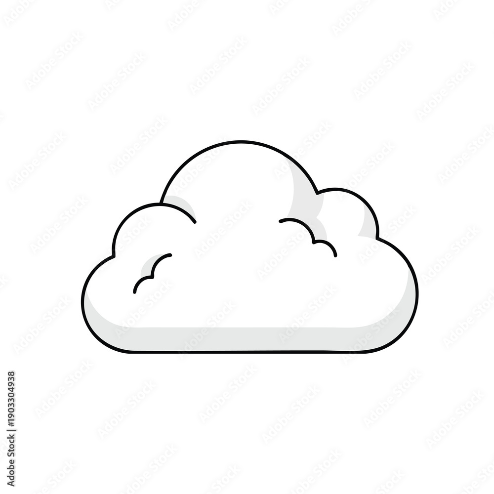 Fototapeta premium Simple White Cloud Icon on Transparent Background