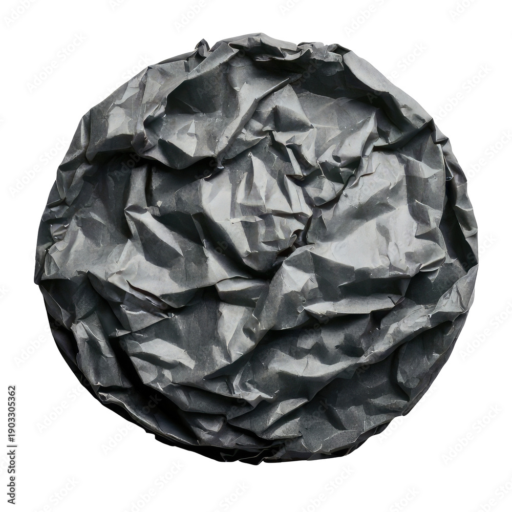 Fototapeta premium Crumpled, spherical, metallic gray, textured surface