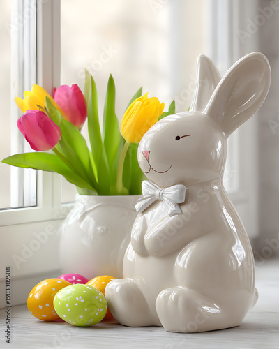Easter bunny decoration home interior spring close-up festive