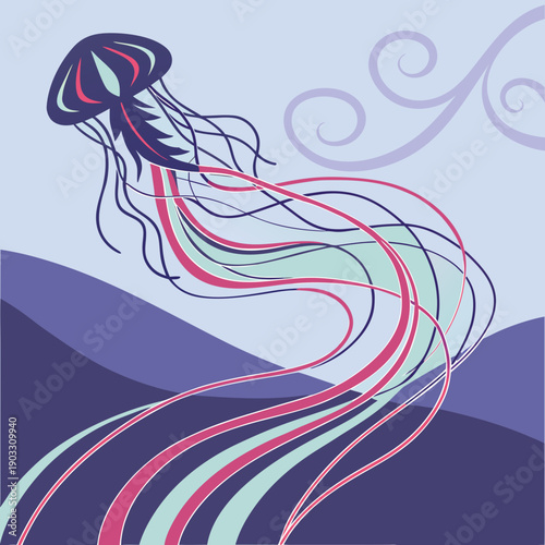 Abstract visualization of swirling wind currents, fluid motion, dynamic and ethereal graphic design