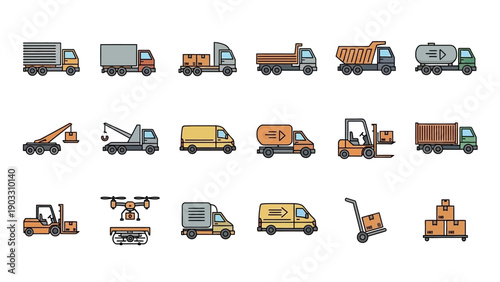 Variety of Industrial Trucks and Vehicles.