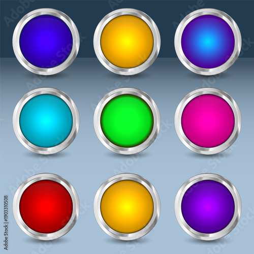 Colorful Web Circle Button Set
