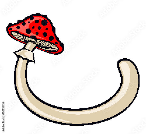 Pixel symbol of stylized forest mushroom.