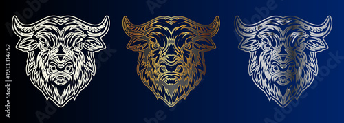 Stylized Bull Head Design Element