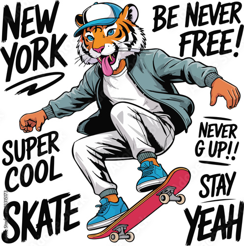 New Yourk Be Free Cool T-shirt, skateboarding, hockey, game, people