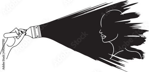 Minimalist Hair Painting Illustration