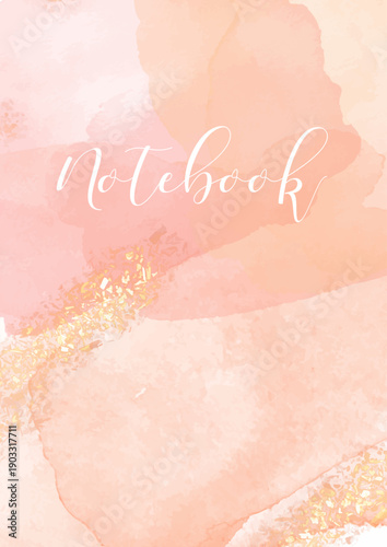 Notebook cover with an elegant hand painted watercolour design 