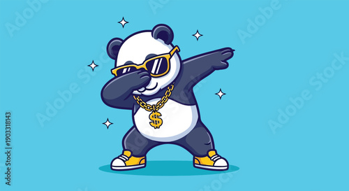 Cool Panda Dabbing with Sunglasses and Gold Chain.