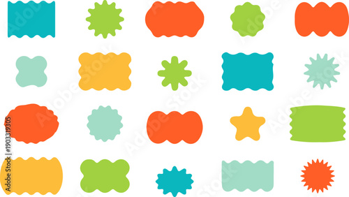 Abstract geometric shapes and icons. Colorful groovy brutal figures. Modern Swiss design aesthetic.