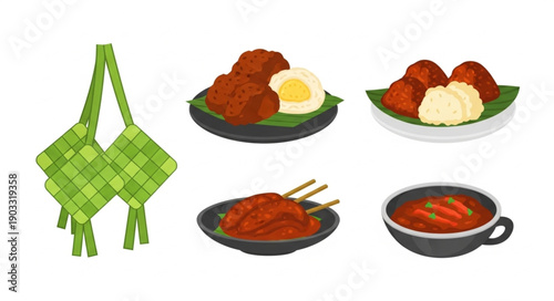 Traditional Indonesian Food and Ketupat.