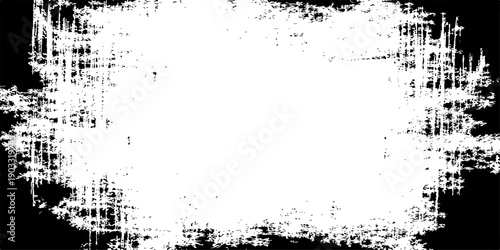 Abstract black ink splash grunge frame vector illustration with a vintage paint splatter texture and floral design pattern on a dirty paper background