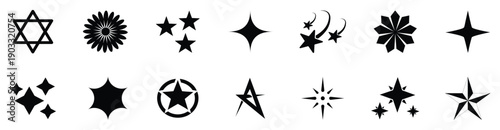 collection of star icons in vector, shining icons, shiny, sparkling vector set.