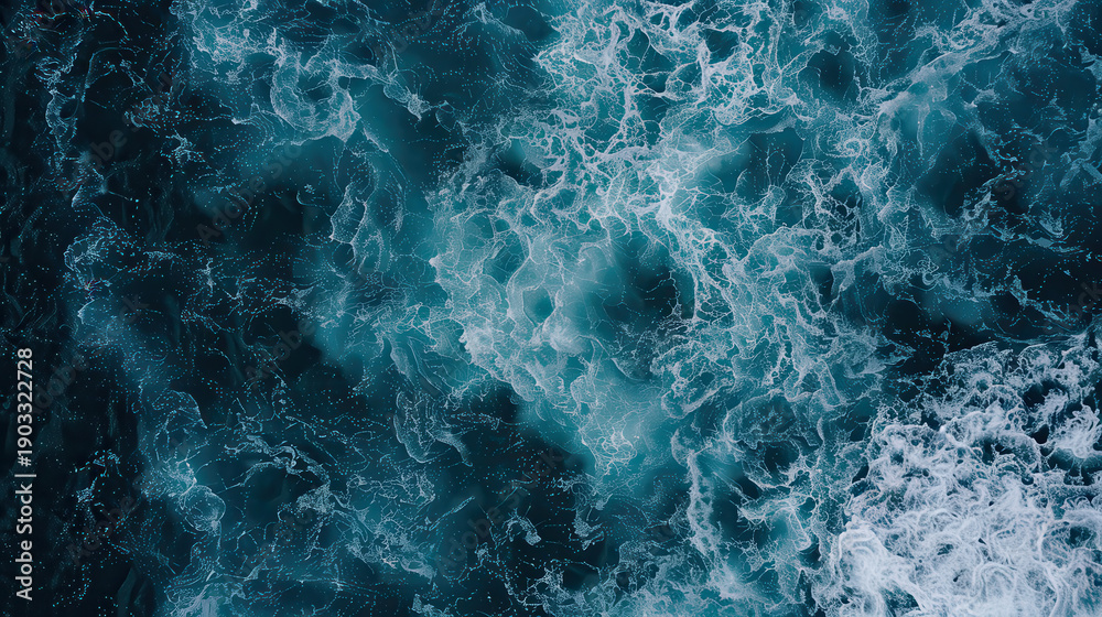 Fototapeta premium The image is of a body of water with a lot of bubbles and foam