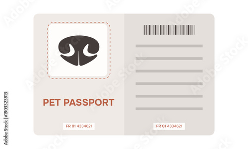 Pet passport document. Certificate id. Vector