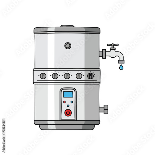 Water Heater Illustration with Digital Display